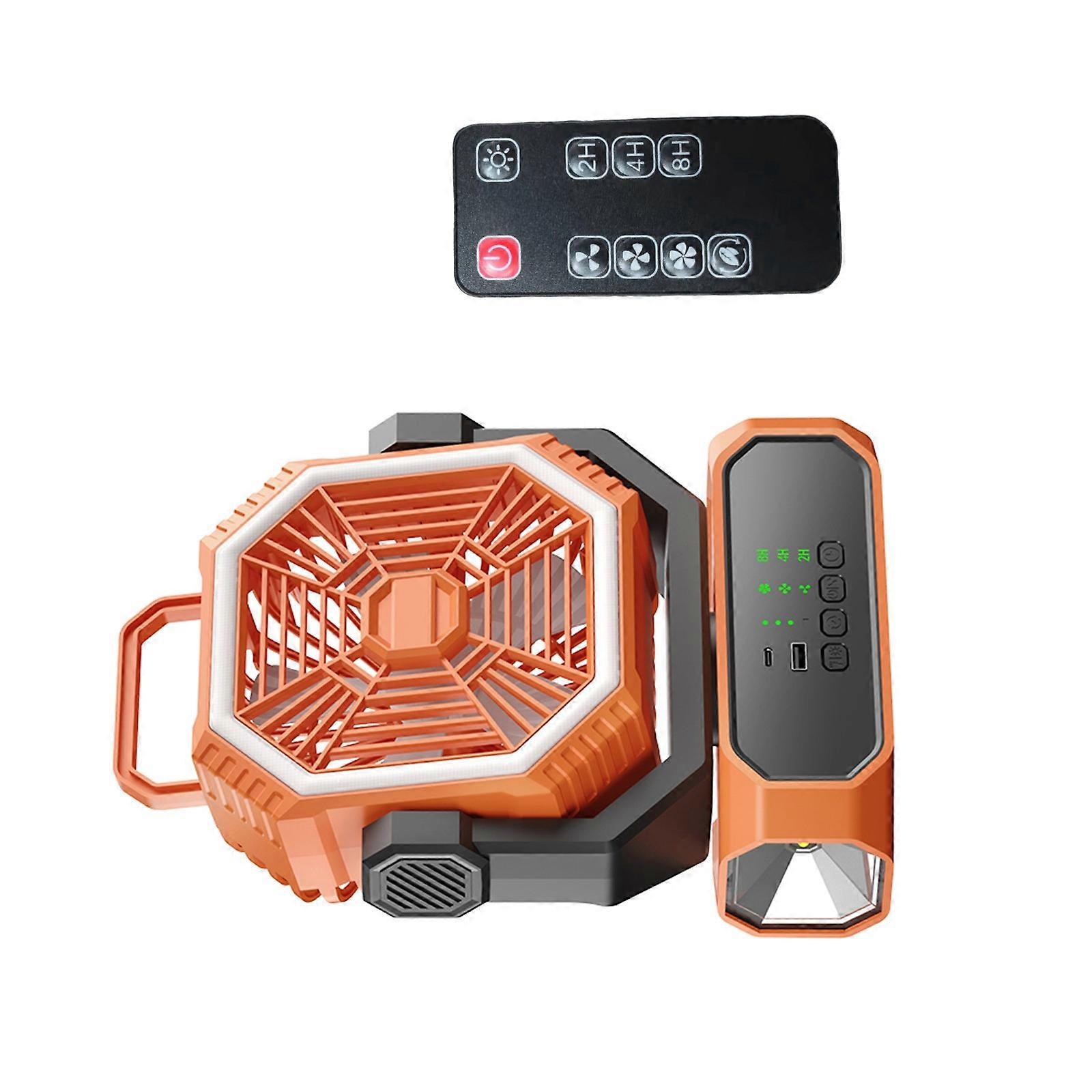 Battery Operated Camping Fan 20000mAh 10000mAh with Misting Feature LED Light and Remote Controls Multicolor