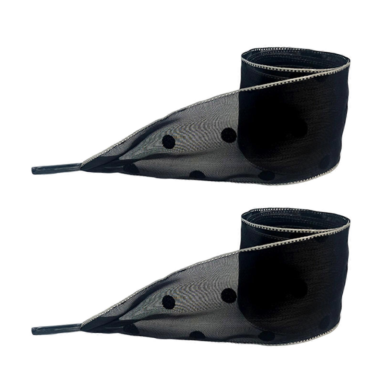 Decorative Tulle Shoe Laces Wide Flat Flocking Bows Shoe Strings For Loafers Flats Ballets Sneakers Styling Accessories  Black dots