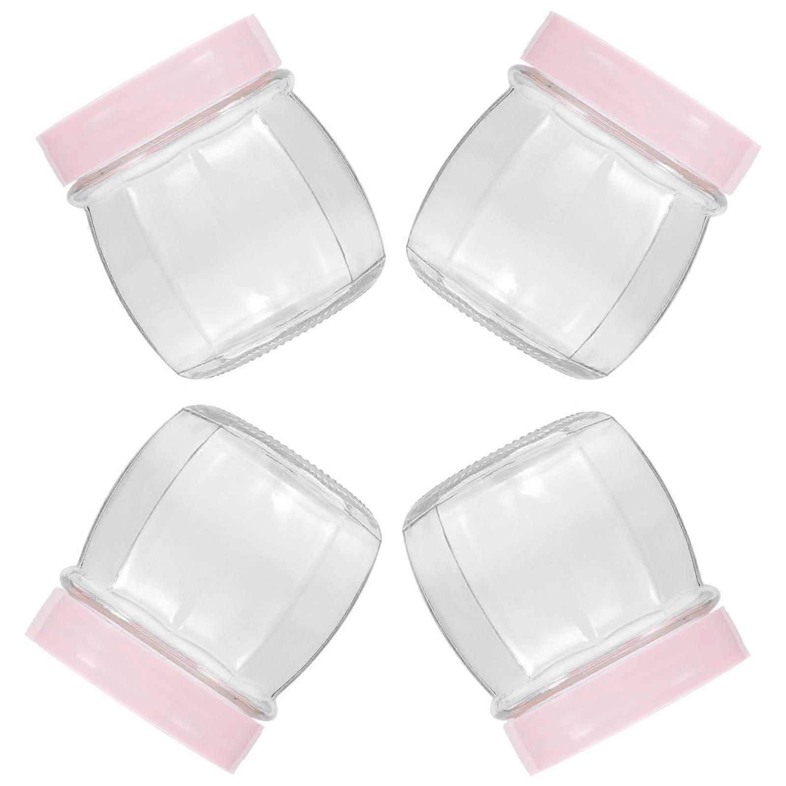 Glass Storage Jars for Storage with Plastic Lid 4Pcs Transparent Food Containers