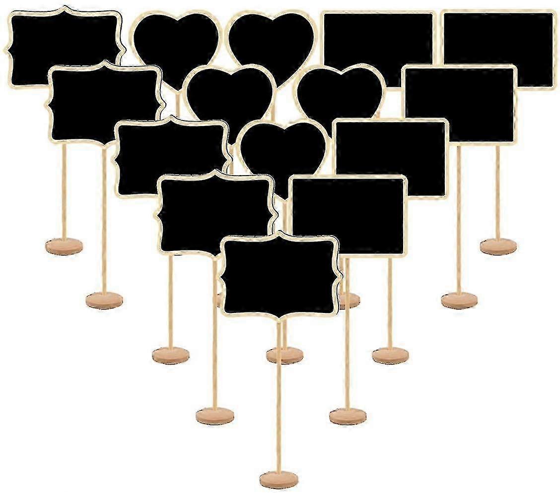 15 قطعة صغيرة السبورات تسجيل مع الوقوف الخشب الغذاء علامات مصغرة المجلس H