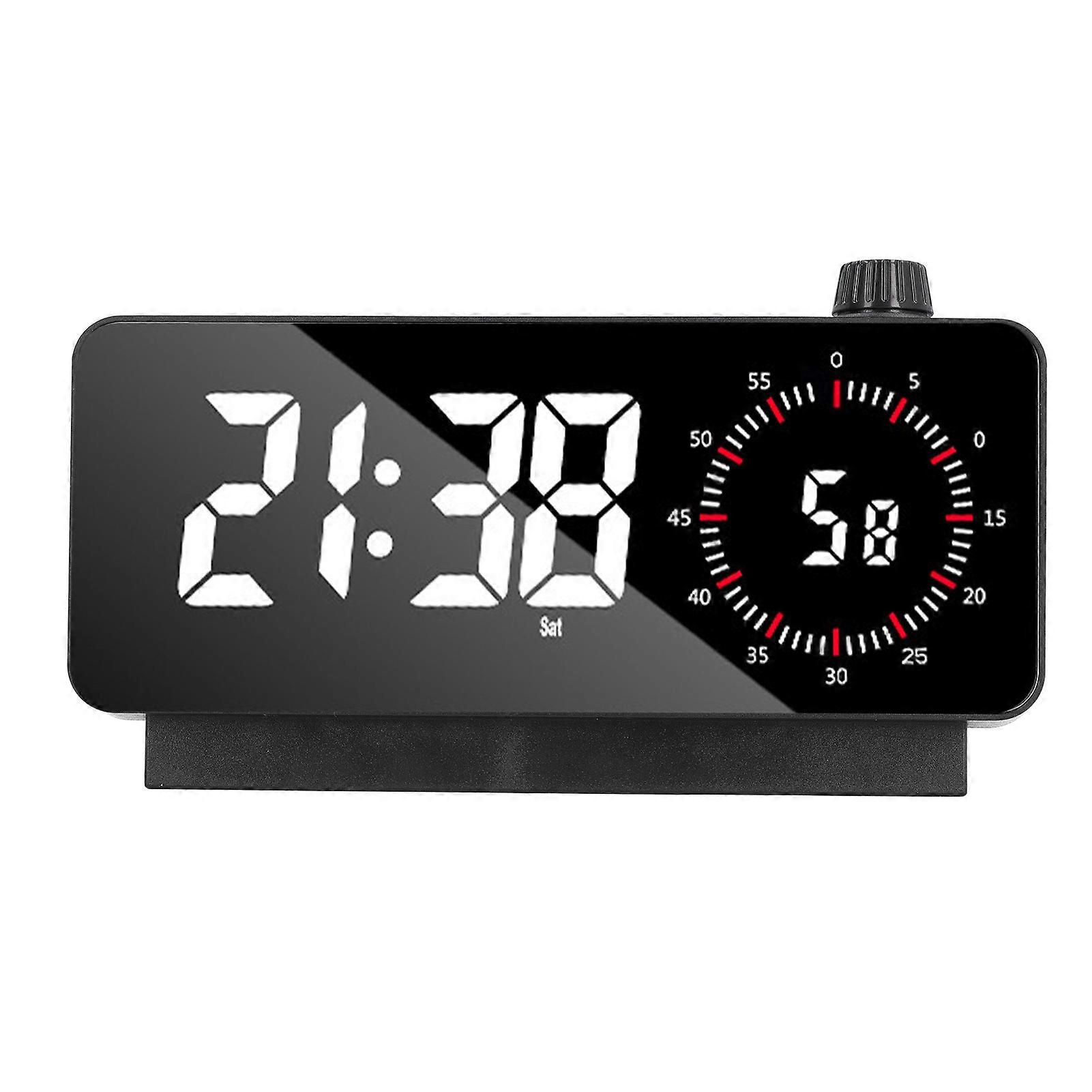 Digital Dual Alarm Clock Adjustable Brightness Temperature Display 5 Minutes Snooze Table Alarm Clock for Bedside Office Black Shell Red Lettering