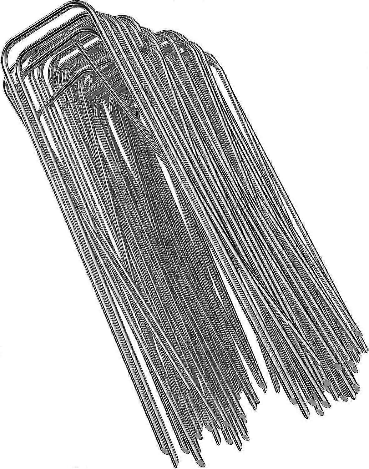 11 Gauge Steel Ground Stakes - 100 Pcs for Securing Weed Barrier Fabric & Netting