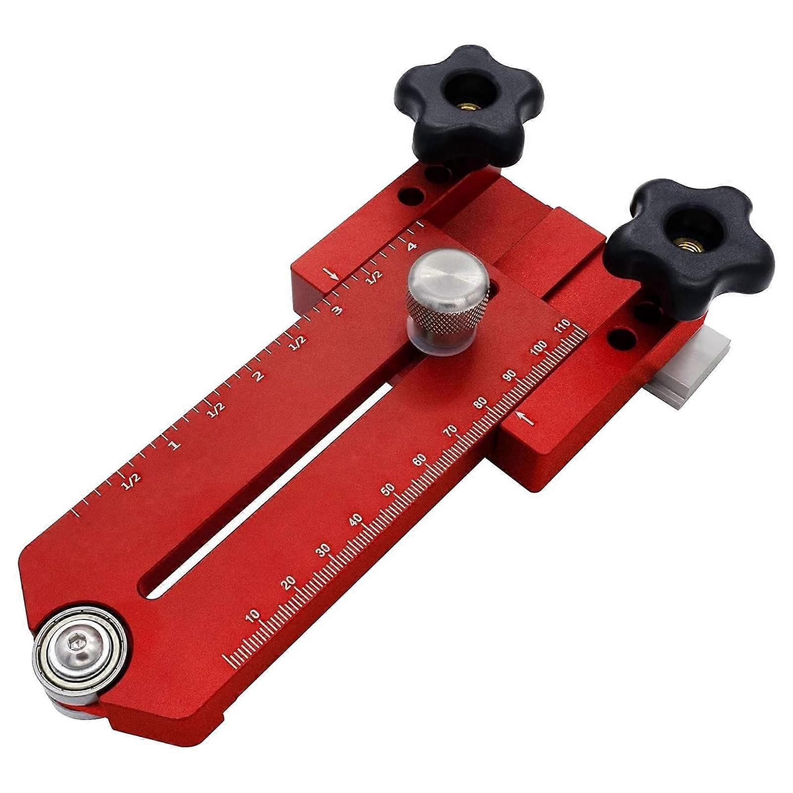 Extended Thin Ripping Jig Aluminum Alloy Red With Inch Scales For 30/45/19/20 TTracks Locating Board Cuts