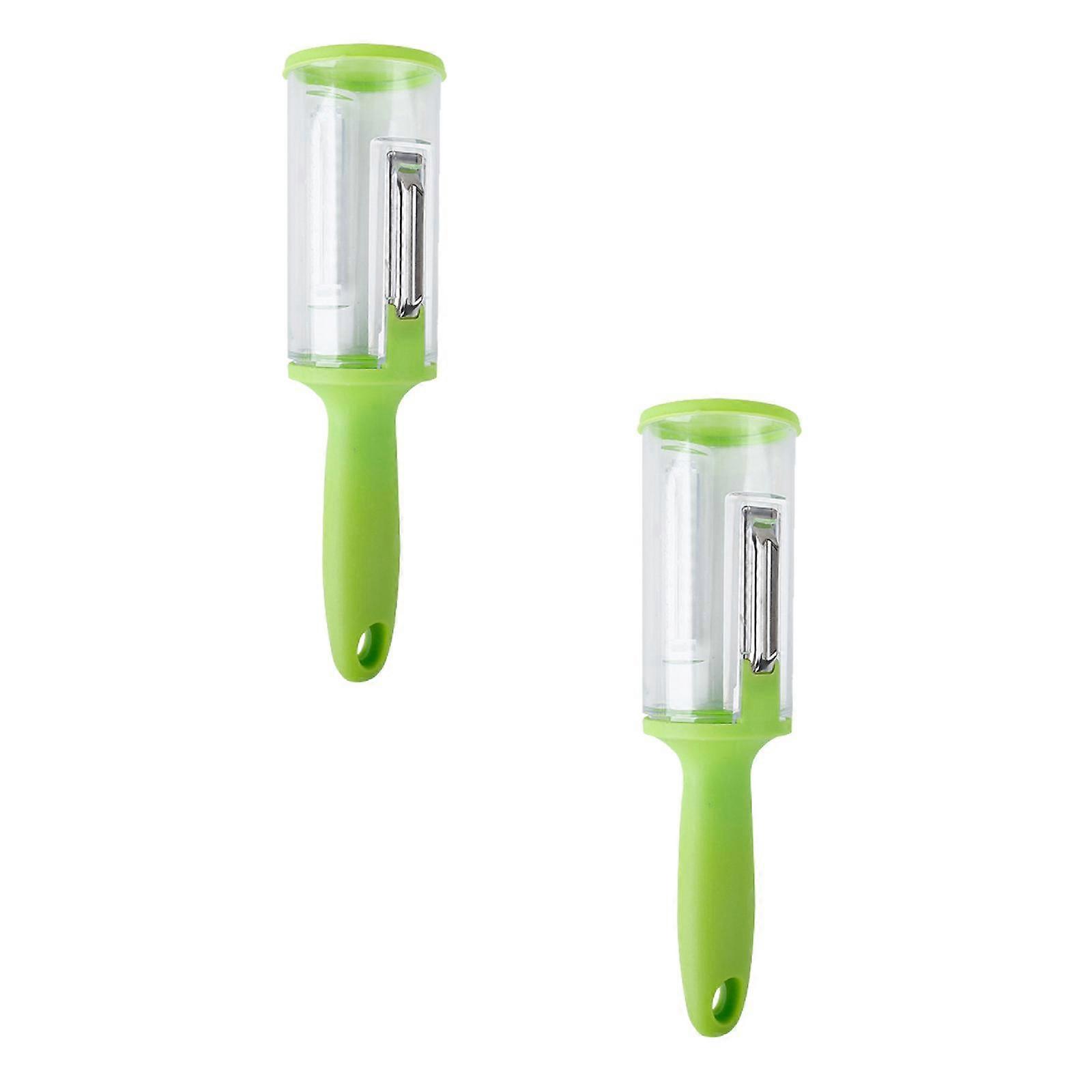 Functional Storage Type Peeler Fish Scale Planer Household Splash Proof Fruit And Vegetable Peeler With Cylindrical Storage Type Scraper *2PCS