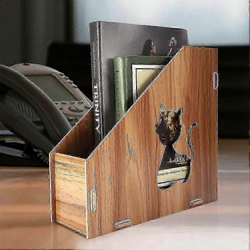 Modern Hollow Out Cat DIY Office Display Rack Magazine File Organizer Desktop Document Sorter