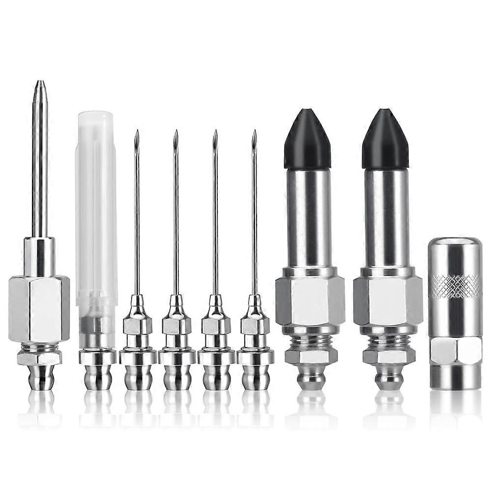 9Pcs GreaseGun Needle Nozzle Kit,GreaseGun Injector Needle Nozzle with Nipple Adapter Fitting Tool