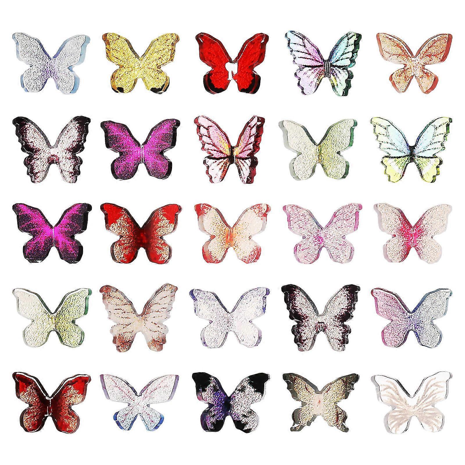 Mini Butterflies Craft Decorations 50 Pcs Design For Creative Projects Multi Color Resin