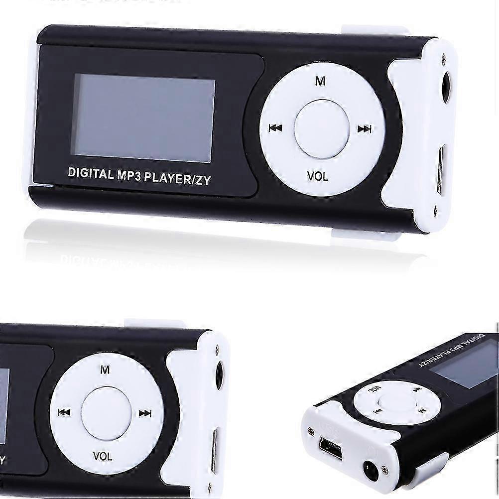 Mini Clip MP3 Player with LCD Screen Media Player Support 16GB Micro SD Card(Black)