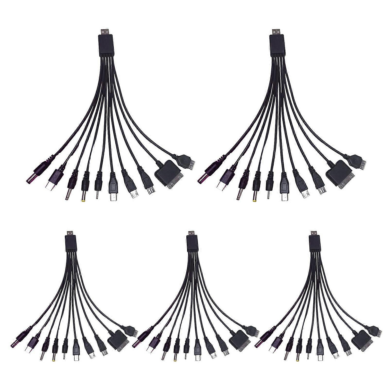 Jikaix 10-in-1 Multi-Device Charging Cable 23cm PVC Tangle-Free Cord Universal High Toughness Data Cable for Most Phone
