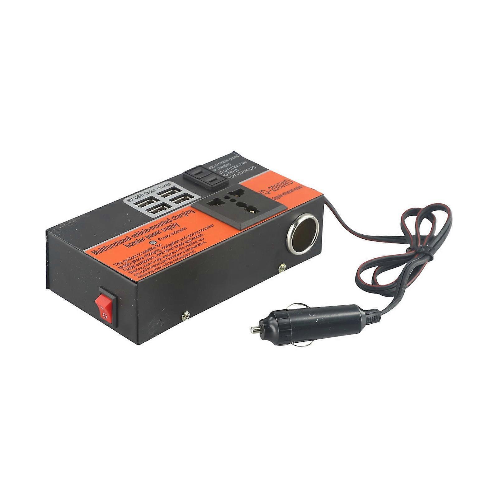 Multifunction Intelligent Vehicle Car Power Converter 12V/24V To 110V/220V, 1500W Inverter With Multiple Safety Features Multicolor