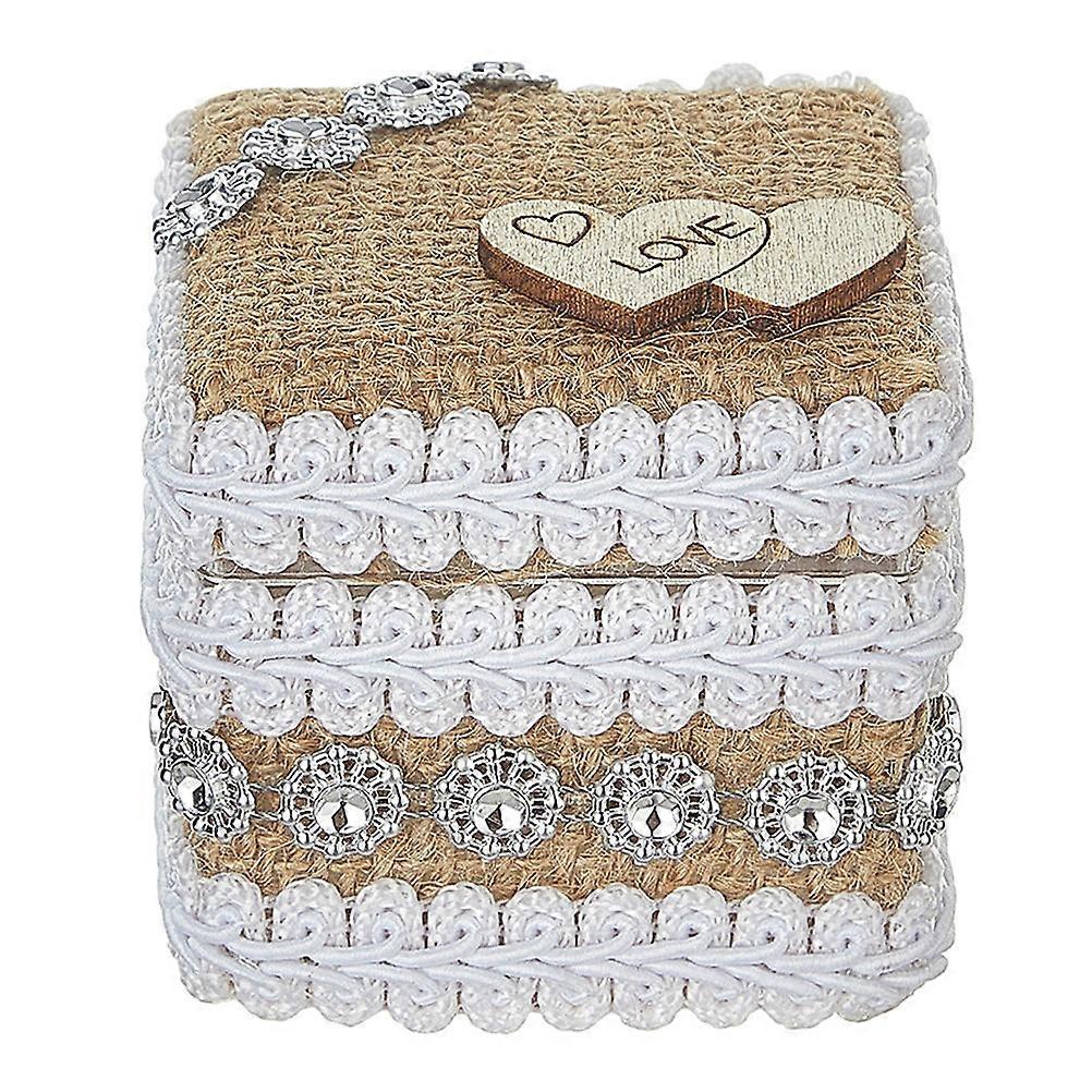 Rustic Wedding Ring Box for Engagement Ring Holds with Lace