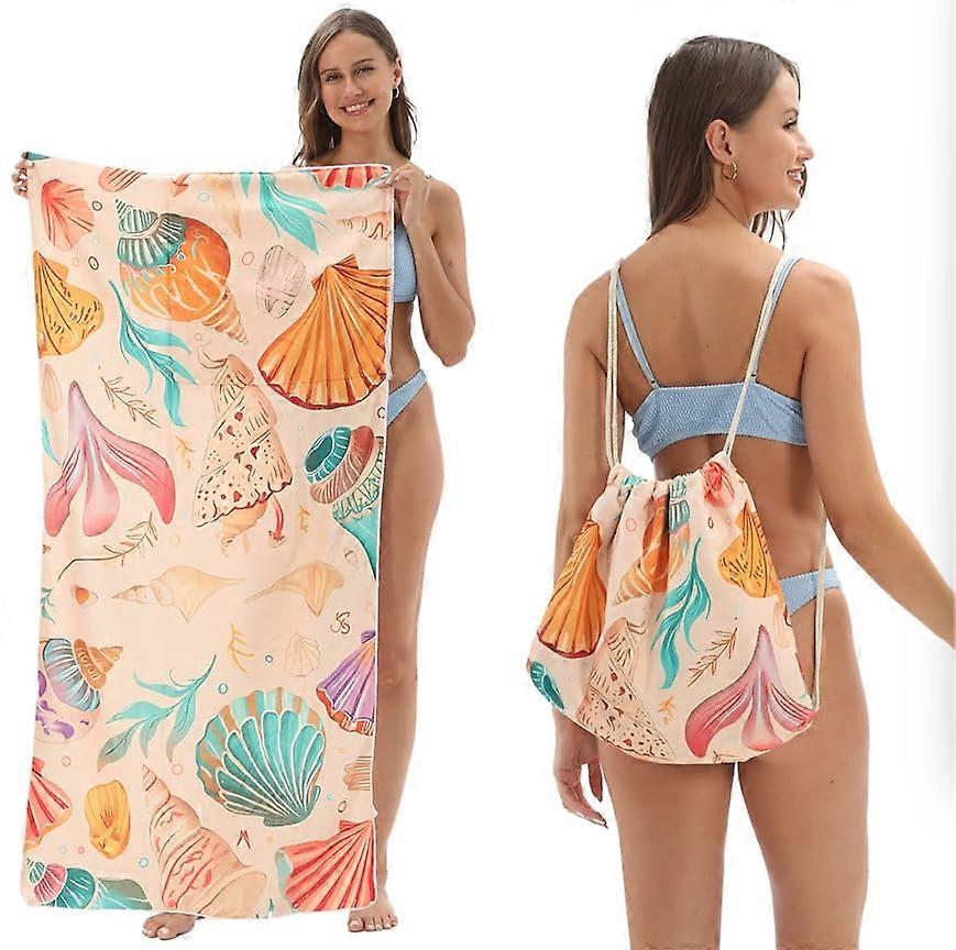 Large 2 in 1 Sand  Quick Dry Beach Blanket and Microfiber Towel with Foldable Backpack Bag