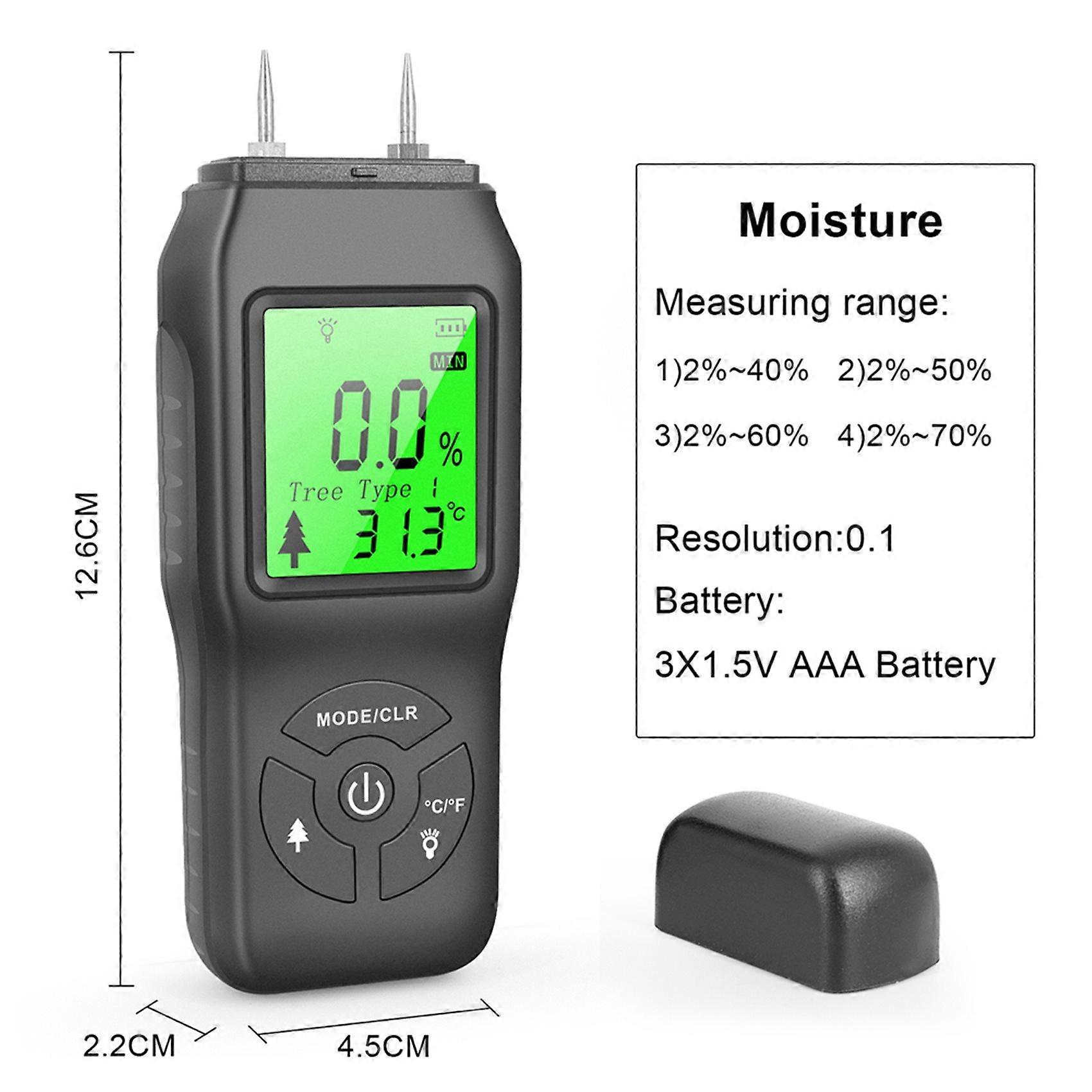 4X Digital Moisture Meter, Water Leak Detector, Moisture Tester, Pin Type, Backlit LCD Display,Wood Humidity Tester