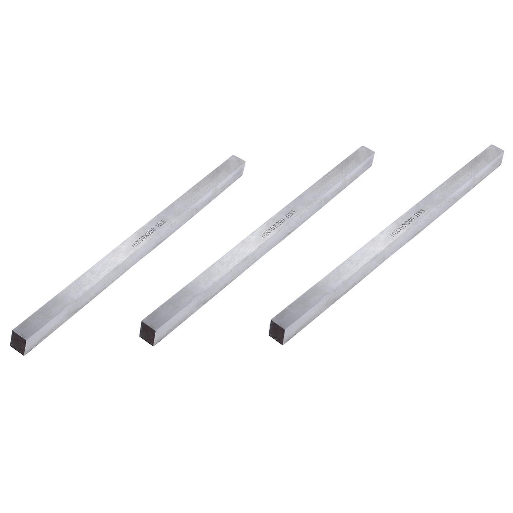 3pcs 10mm x 10mm x 200mm Turning Parting Milling Lathe HSS Tool Bit Gray