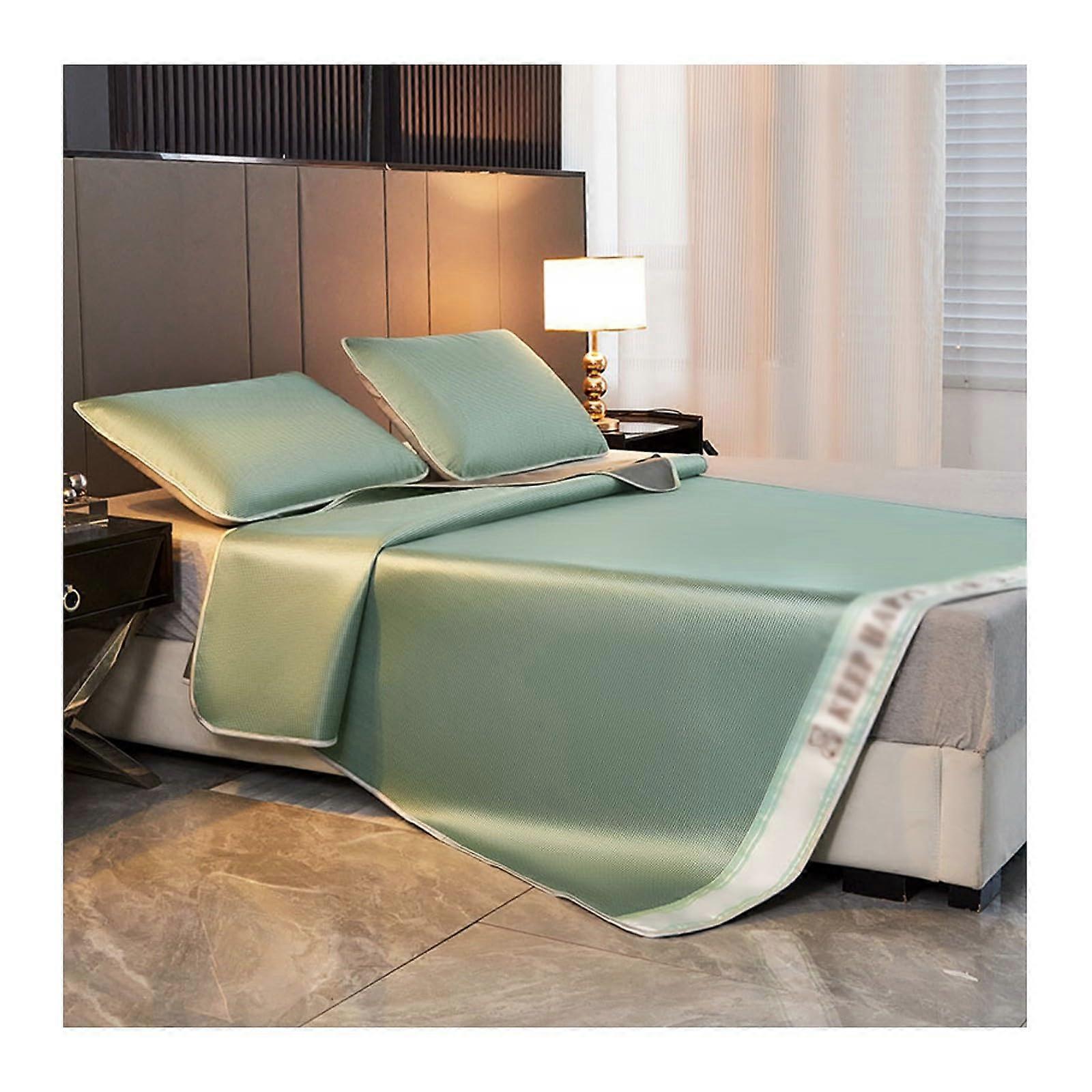 Cooling Mattress Pad Ice Silk Cooling Mat with Cooling Touch Breathable Foldable Design Green 1.8x2m