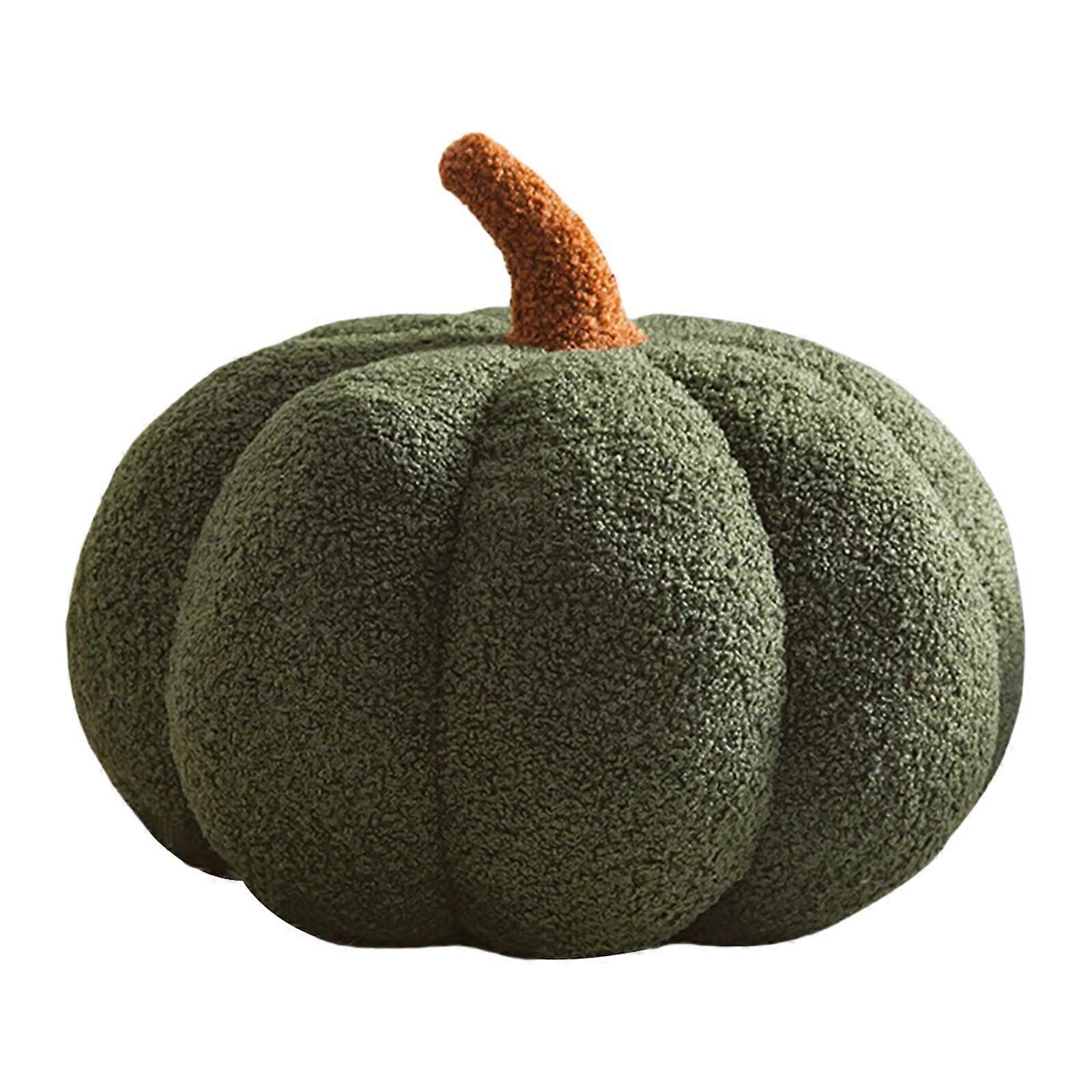Halloween Pumpkin Pillow with Realistic 3D Design, Plush Fall Decor Cushion for Sofa or Bed, 20cm Army Green