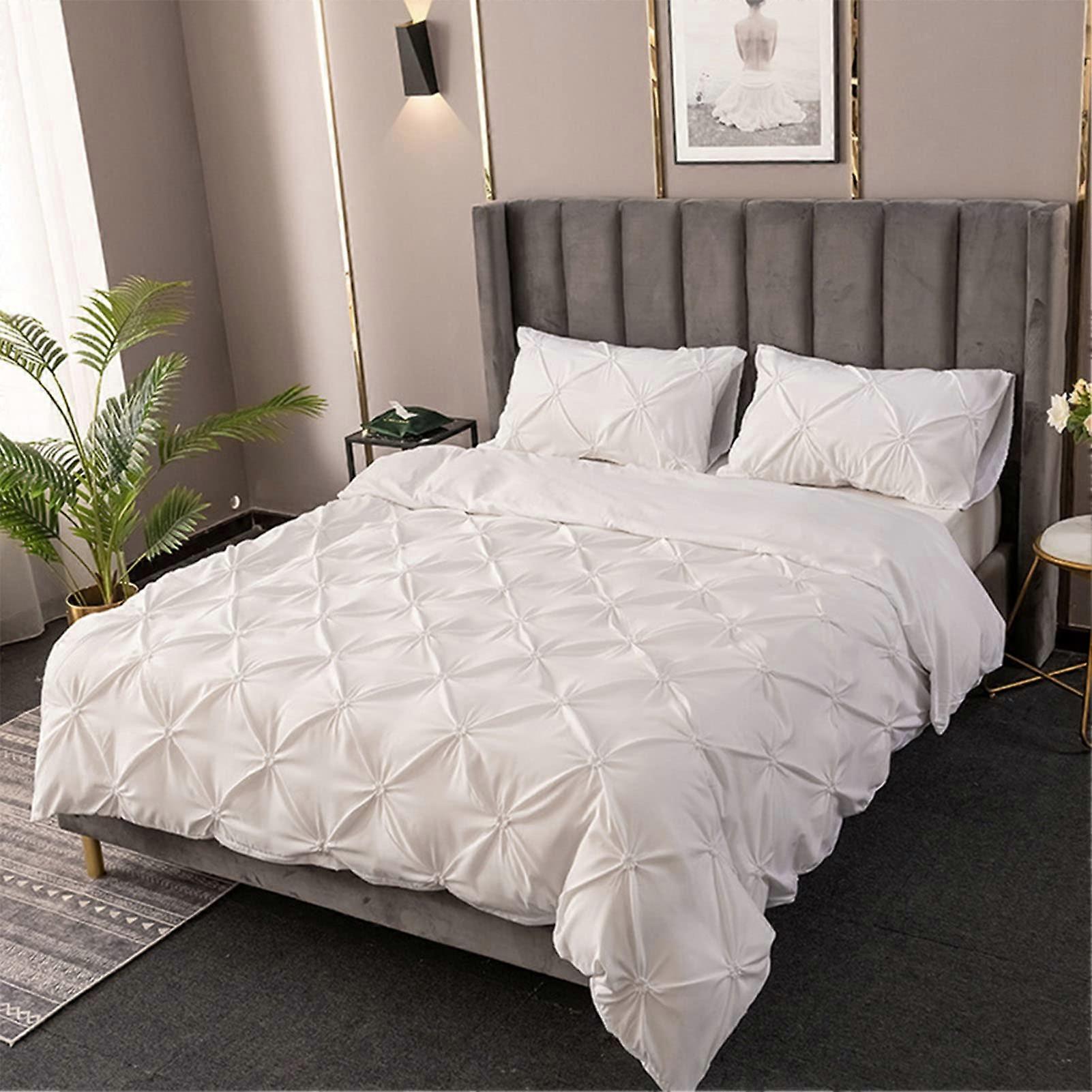 White Duvet Cover Queen Size Ultra Soft with Zipper Closure and Corner Ties 220x240cm