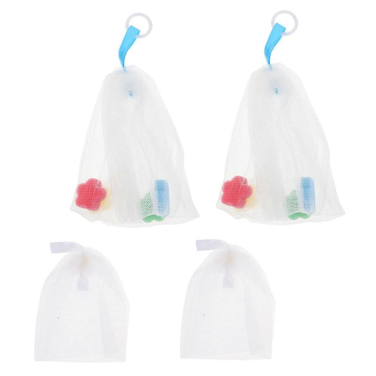 Foaming Soap Net Set of 4, Fine Mesh Soap Saver Bags for Rich Lather and Gentle Facial Cleansing
