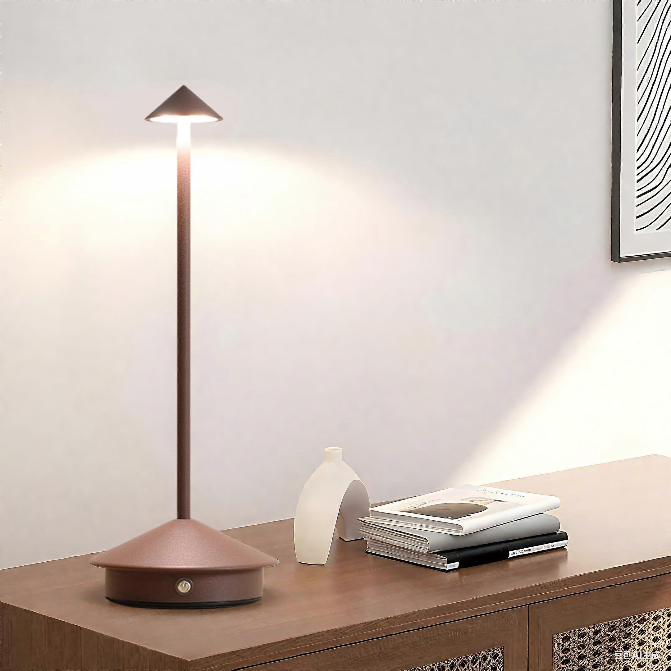 Cordless Table Lamp with Touch Control, Dimmable Modes, USBC Rechargeable, Long Battery Life, Brown