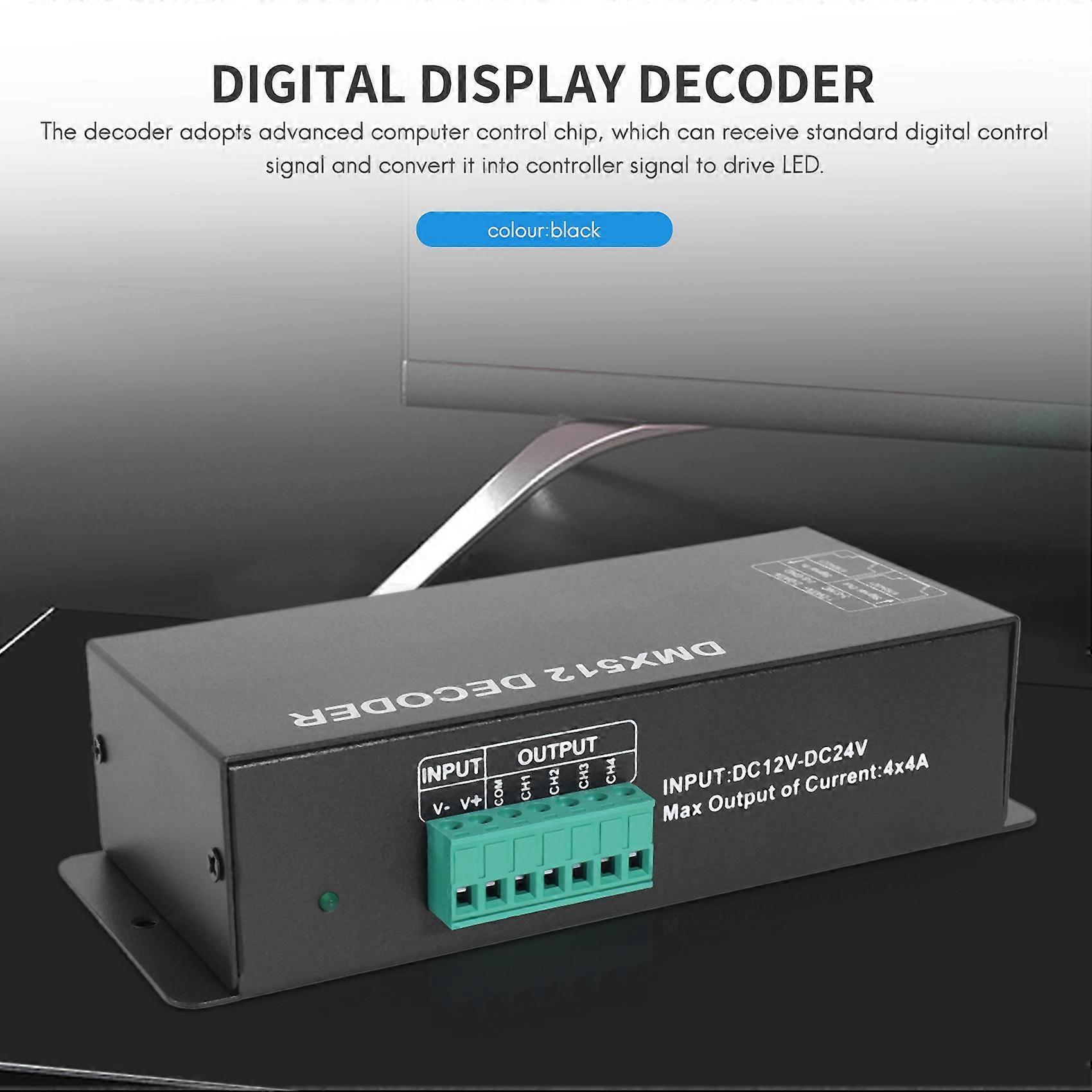 Dmx 512 Décodeur D’affichage Numérique,Variateur De Gradation Pilote Dmx512 Pour Led Rgbw Bande Lumineuse Rj45 Connexion Dc12-24V 20A (4 Canaux)