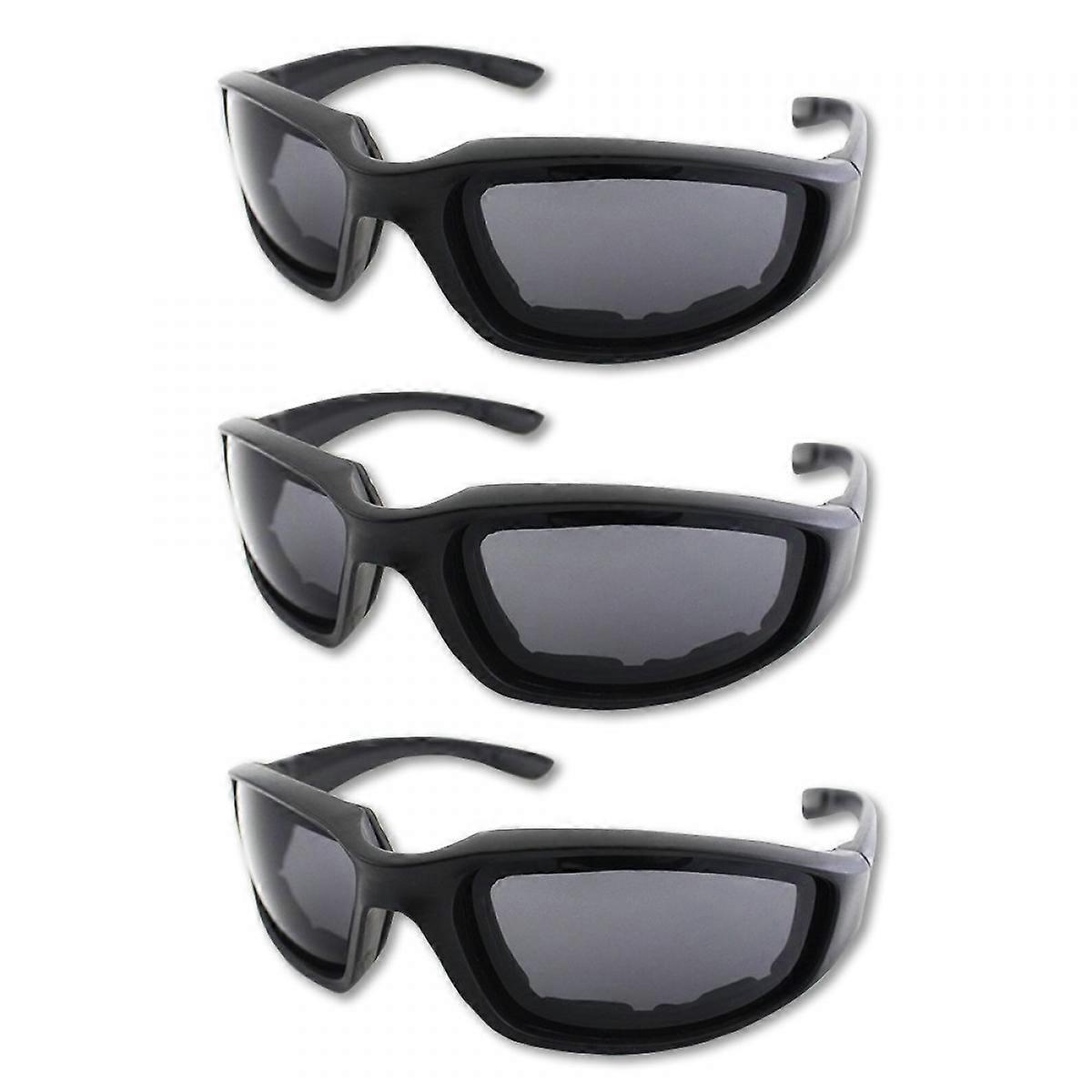 3 Pair Motorcycle Riding Glasses Padding Goggles Uv Protection Dustproof Windproof Motorcycle