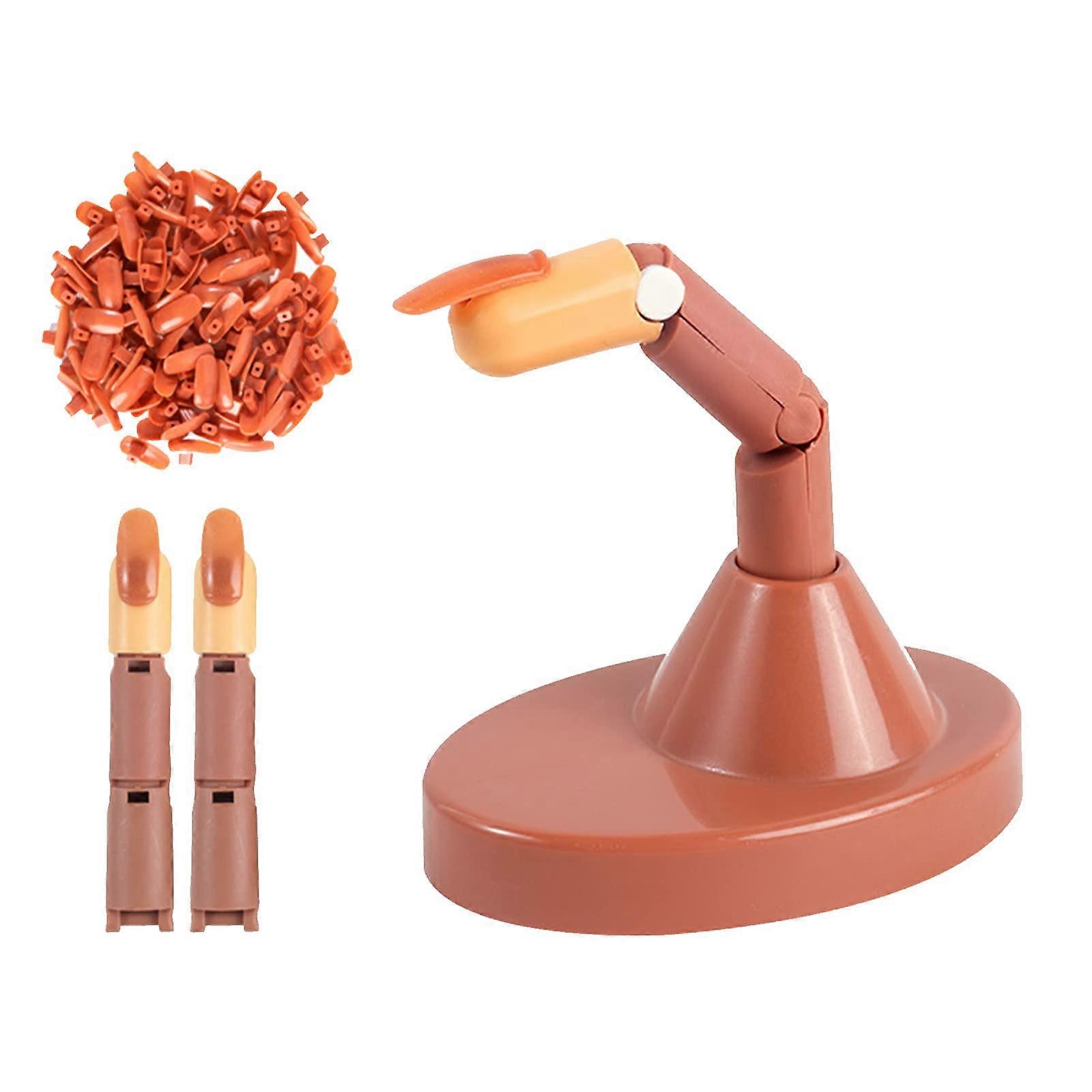 Nail Practice Finger with Flexible Knuckle Joints, NonSlip Base and 100 Replaceable Tips for Salon Training