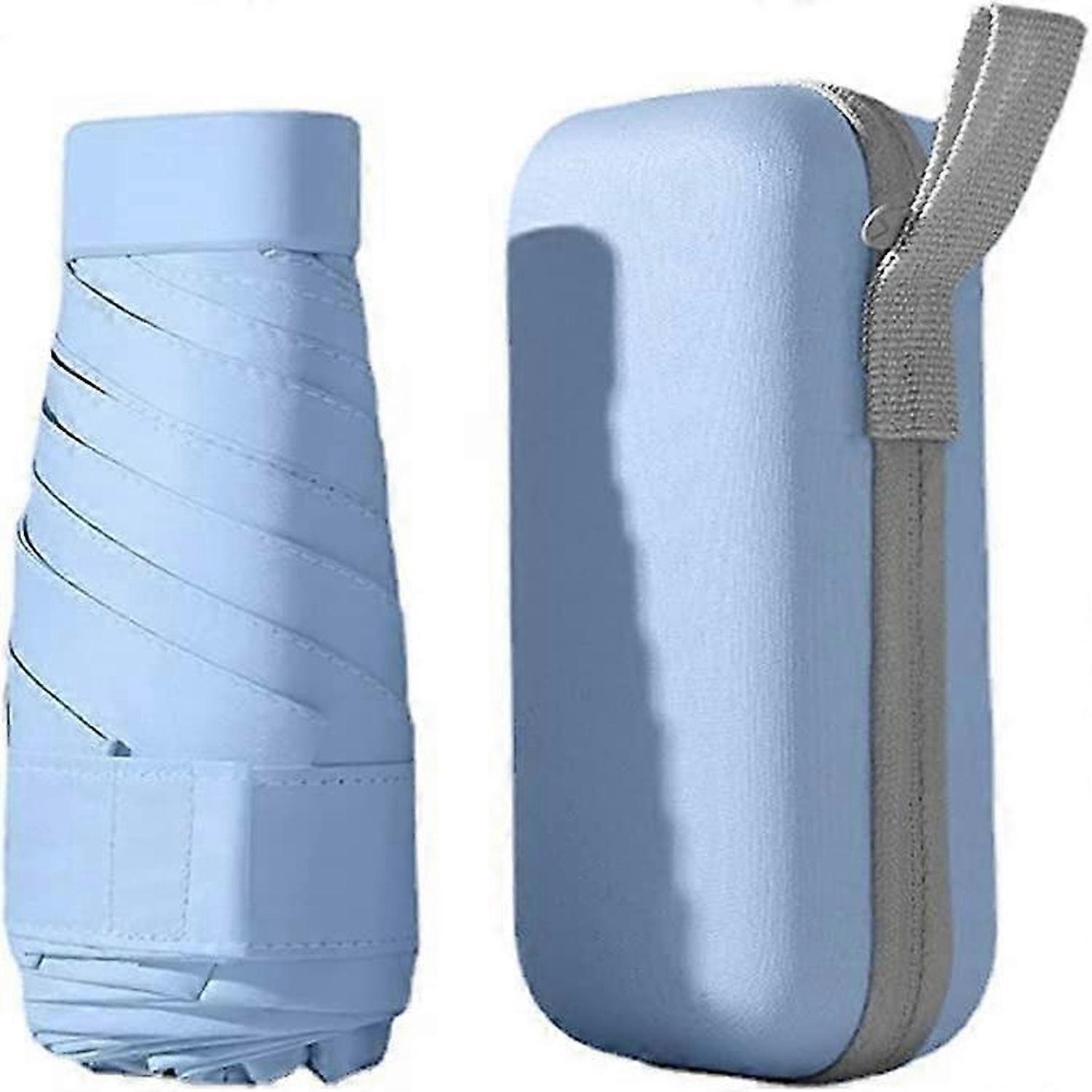 Mini-Klappschirm, 6 Klappschirmrippen, Mini-Taschenschirm - blau