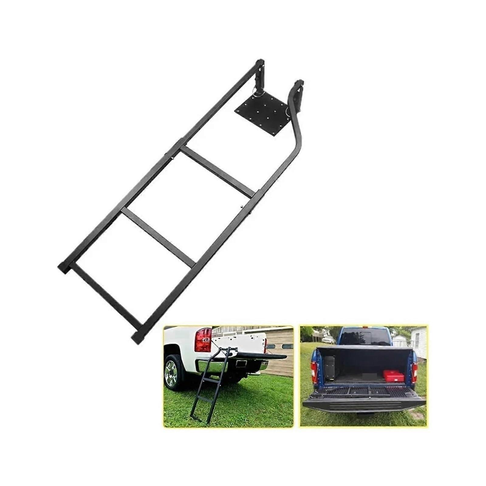 Universal Pickup Truck Tailgate Ladder, Foldable Rear Door Step, Easy Install,  Load Capacity