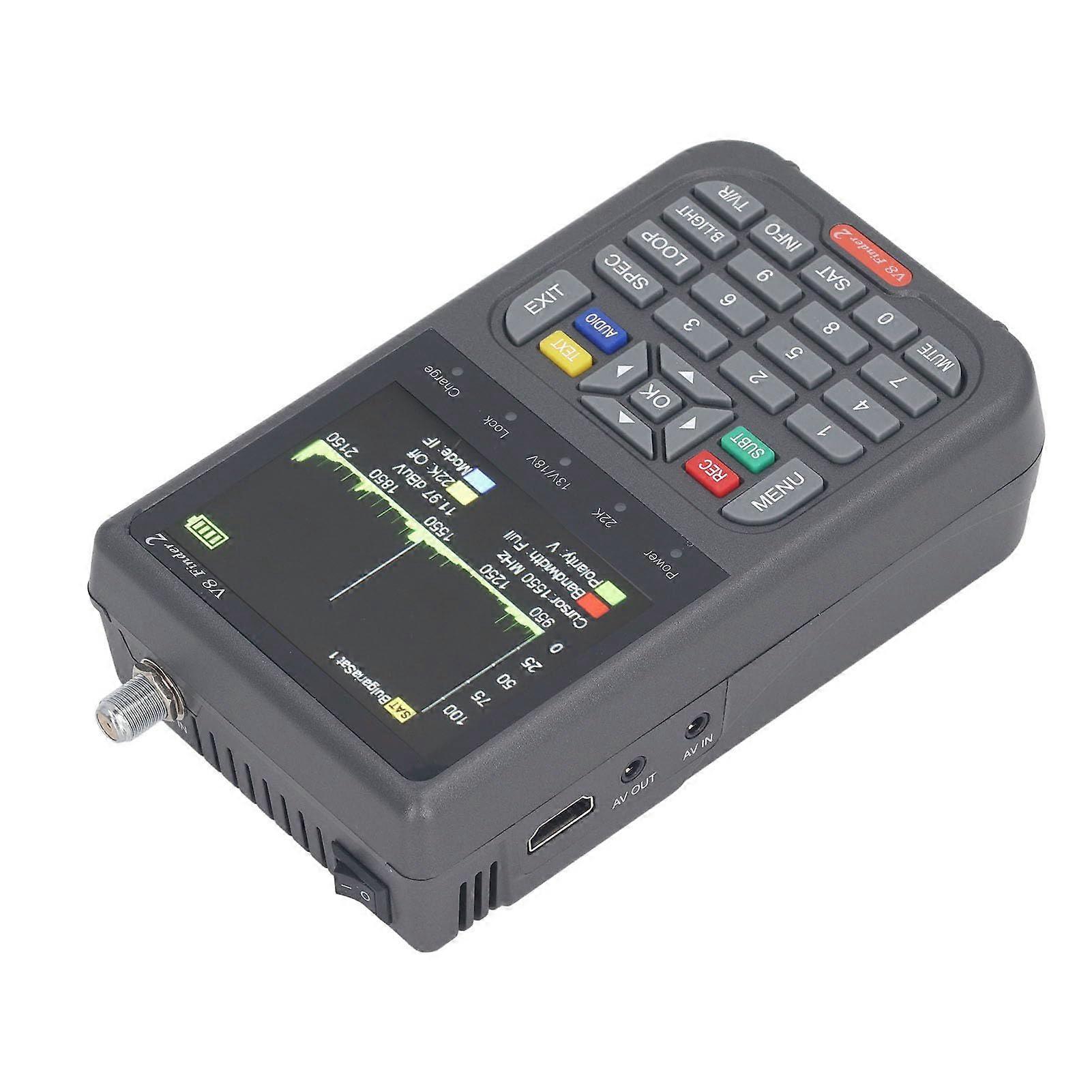 Satellite Finder with Automatic Angle Calculation and Long Battery Life, DVBS2X Compatible, Gray