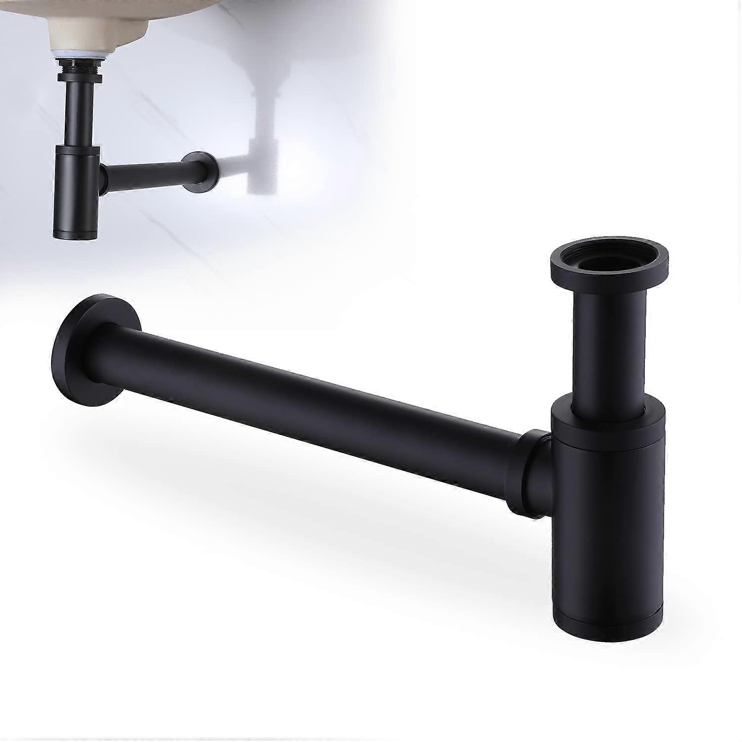 Matte Black Bathroom Sink P Trap 1¼ Inch Adjustable Bottle Trap with Odor Seal and Rust Resistance
