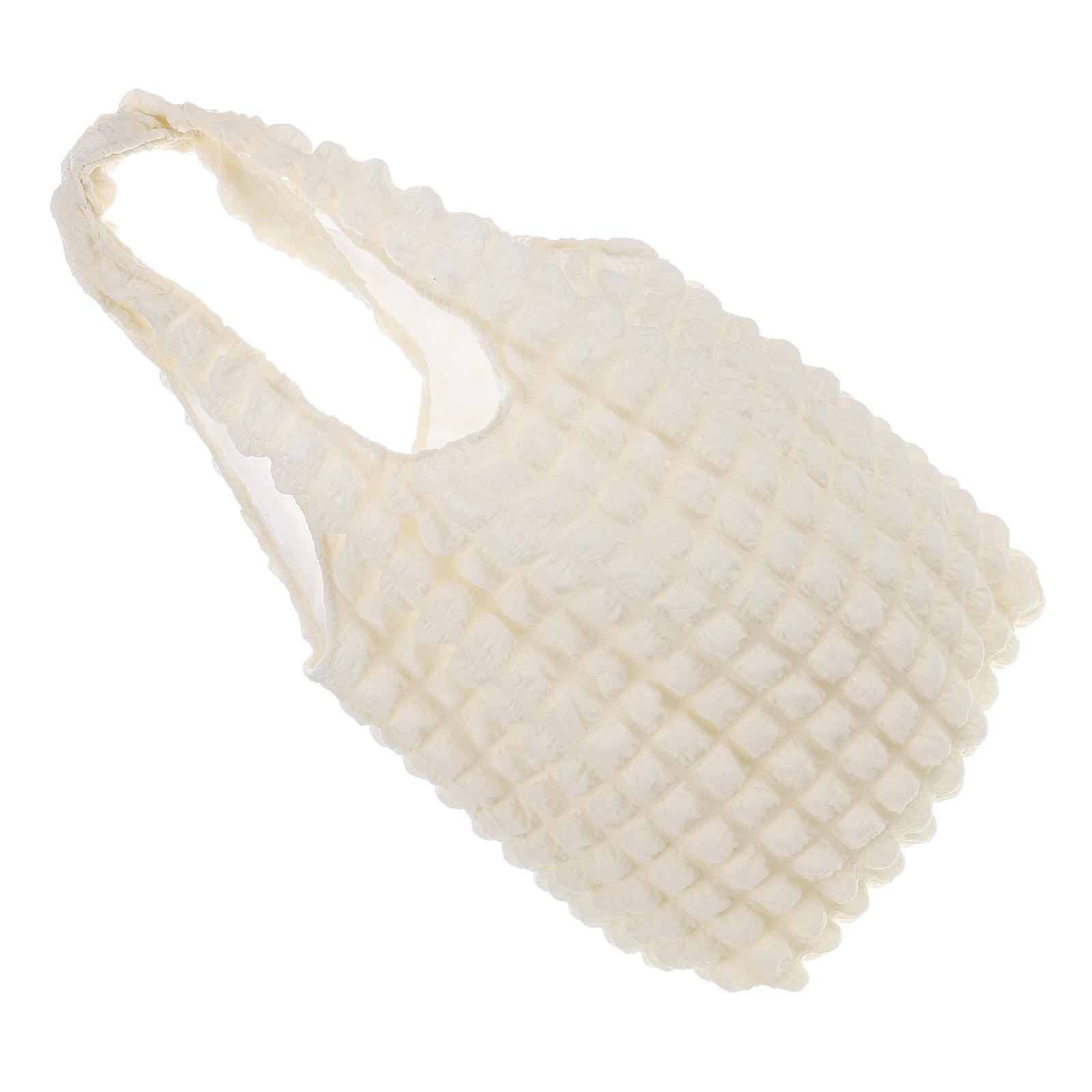 Bubble Tote Bag Beige Cloud Shoulder Bag for Notebook Casual Purses