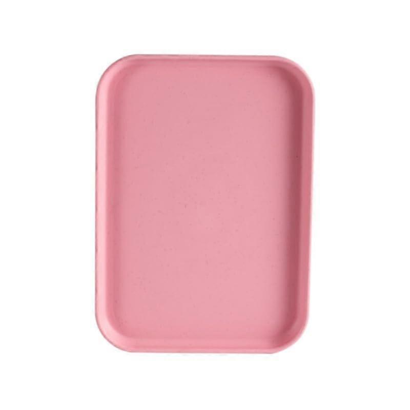 Pink Plastic Serving Tray 24cm x 17.3cm Rectangular Organizer for Home Hotel Kitchen Bathroom