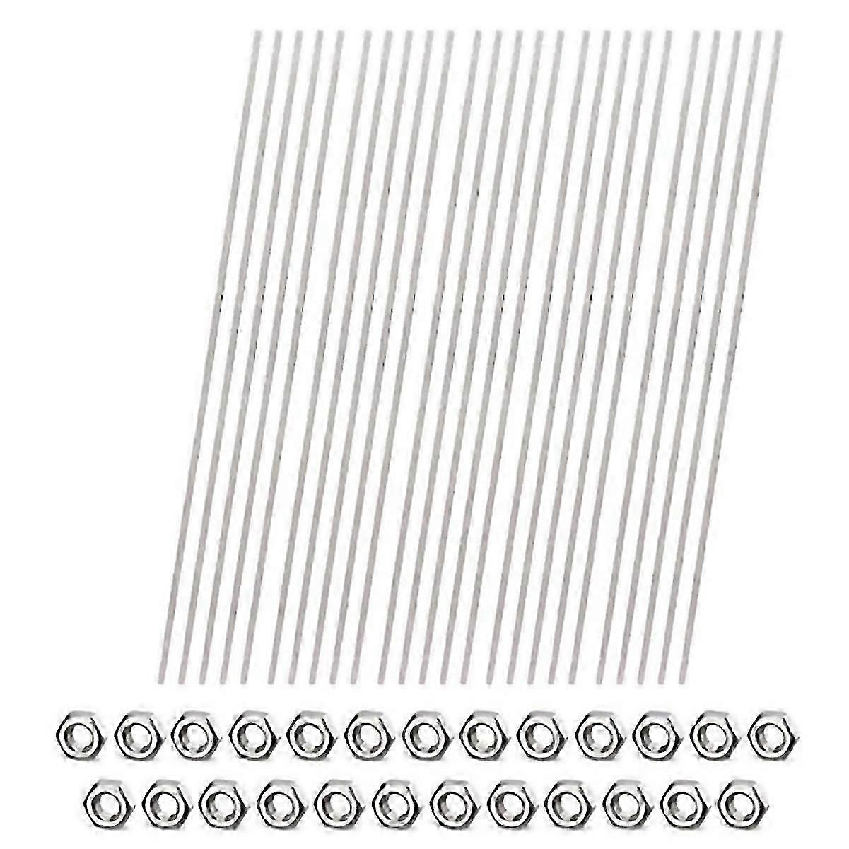 For 25pcs Threaded Rods With 50pcs Nuts 12inch Stainless Steel Threads