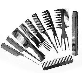 Haarkamset, 10 stuks professionele haarkammen voor alle haartypes en -stijlen (zwart) 25-26
