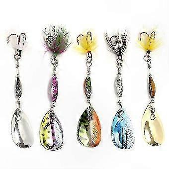 5-Pack Vibrant Spinner Lures with Sharp Hooks Compact Fishing Baits Accessories
