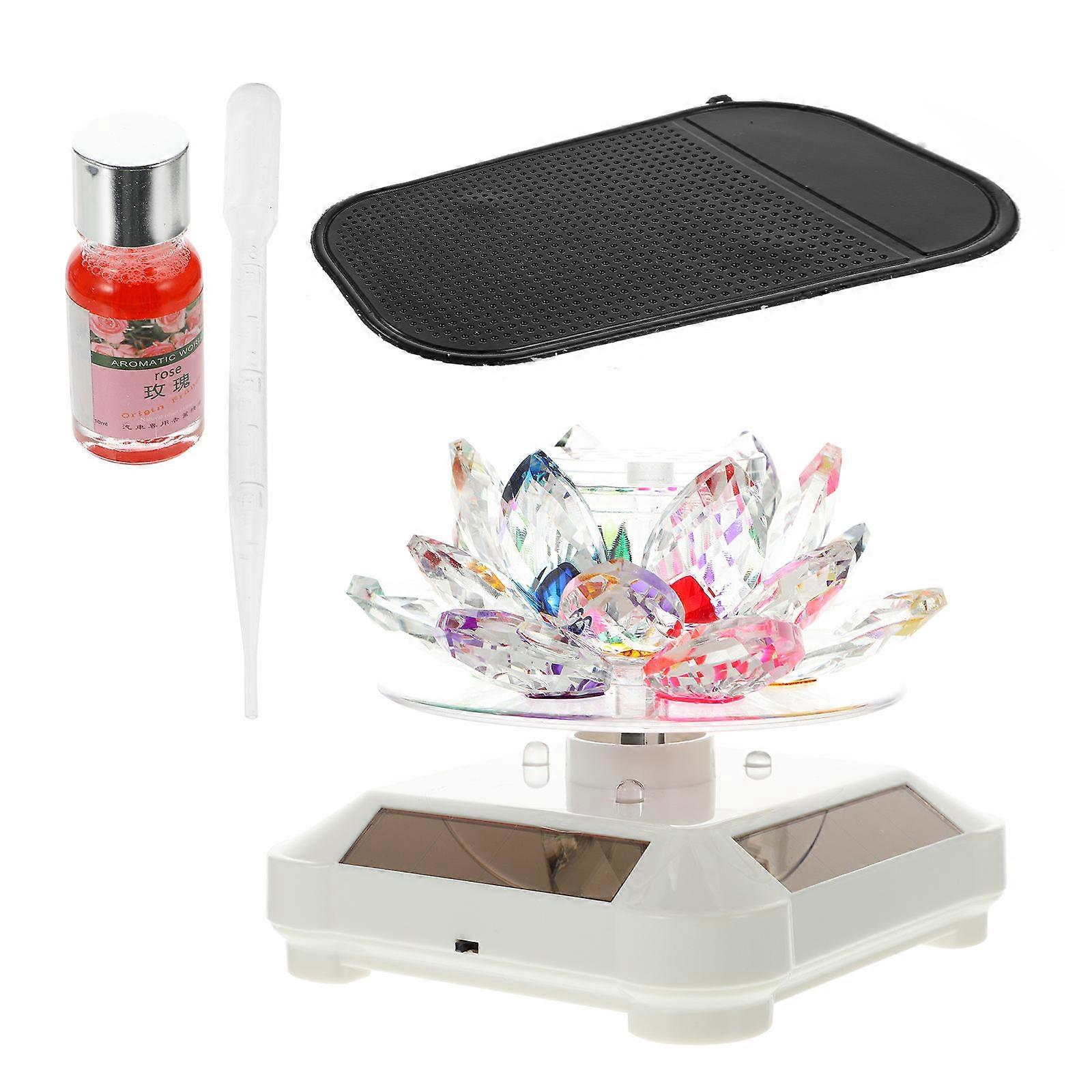 Car Aromatherapy Diffuser Solar Energy Lotus Decoration 3Pcs Set