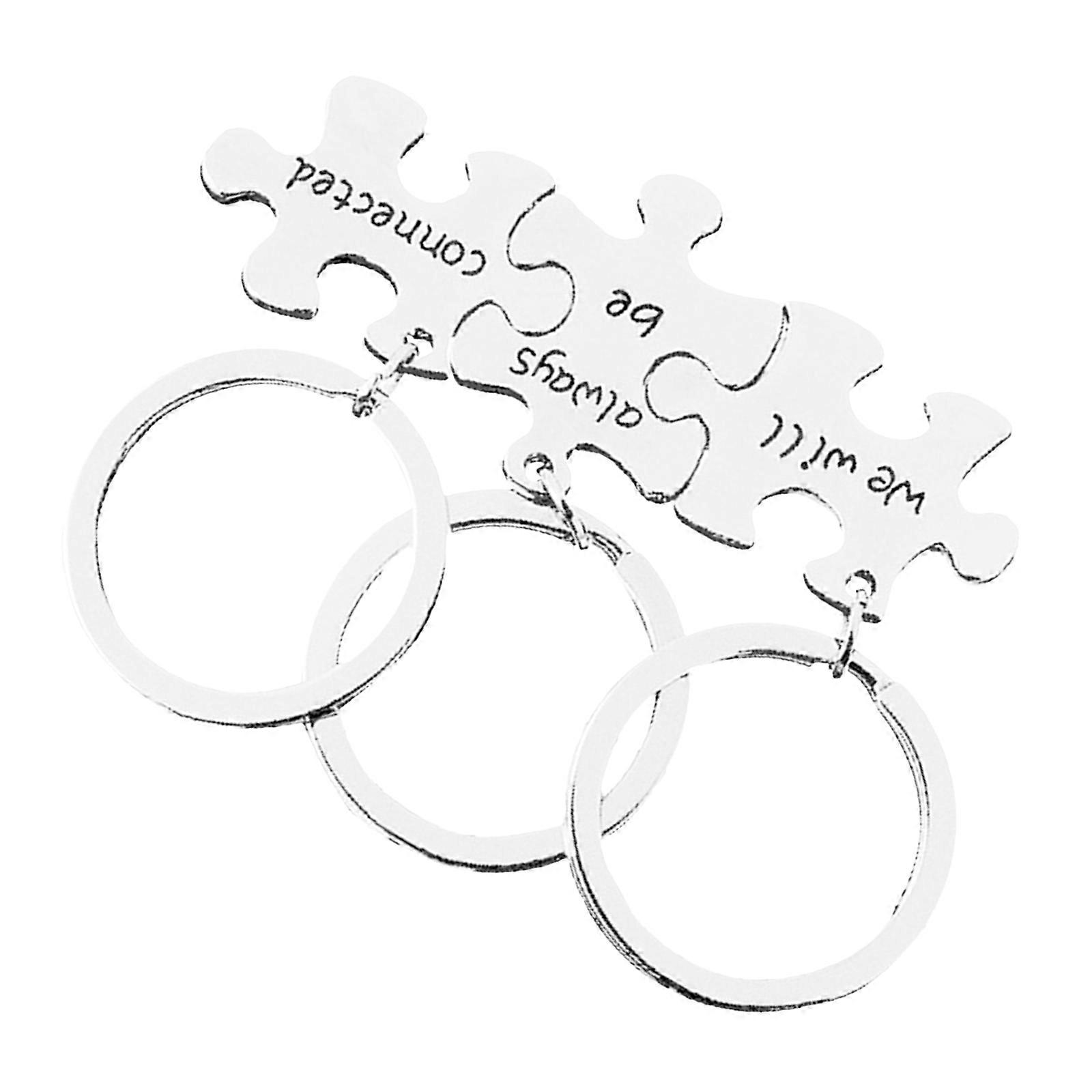 Puzzle Keychains Couple Key Rings Creative Set for Hanging Keys 3Pcs