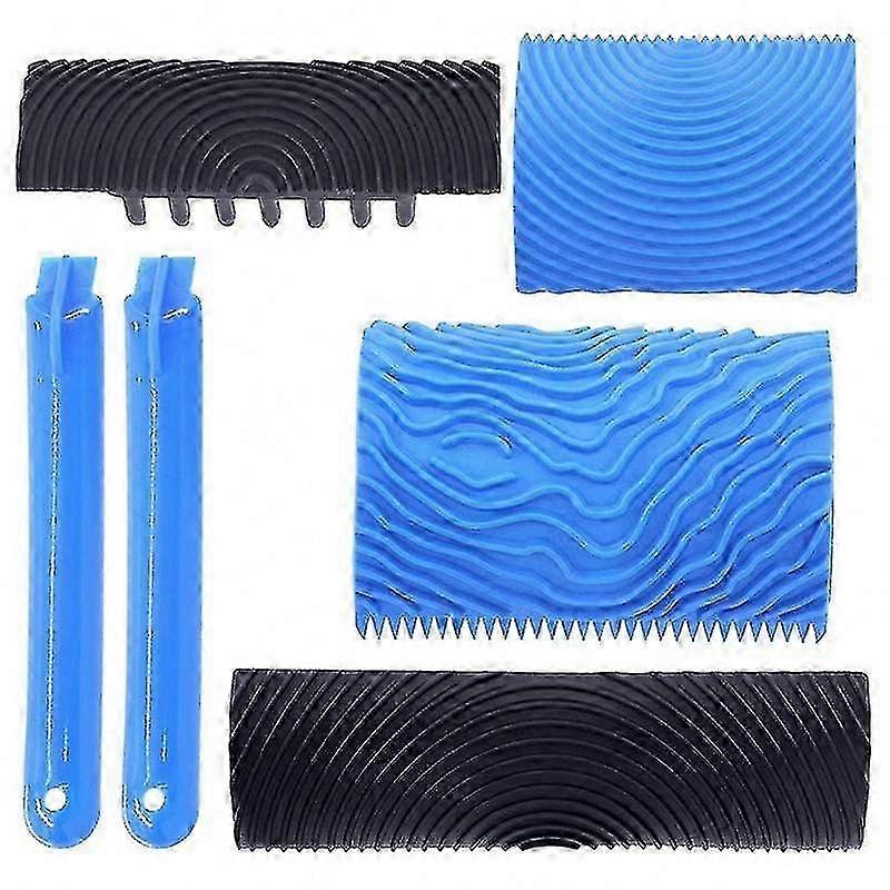 Wood Graining Tool Set, 4-Piece Texture Pattern Rollers with Handles for DIY Projects