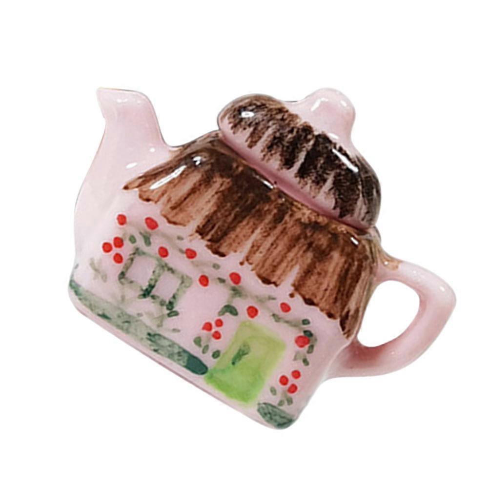 Pink Mini Ceramic Teapot Model for Mini House Decoration