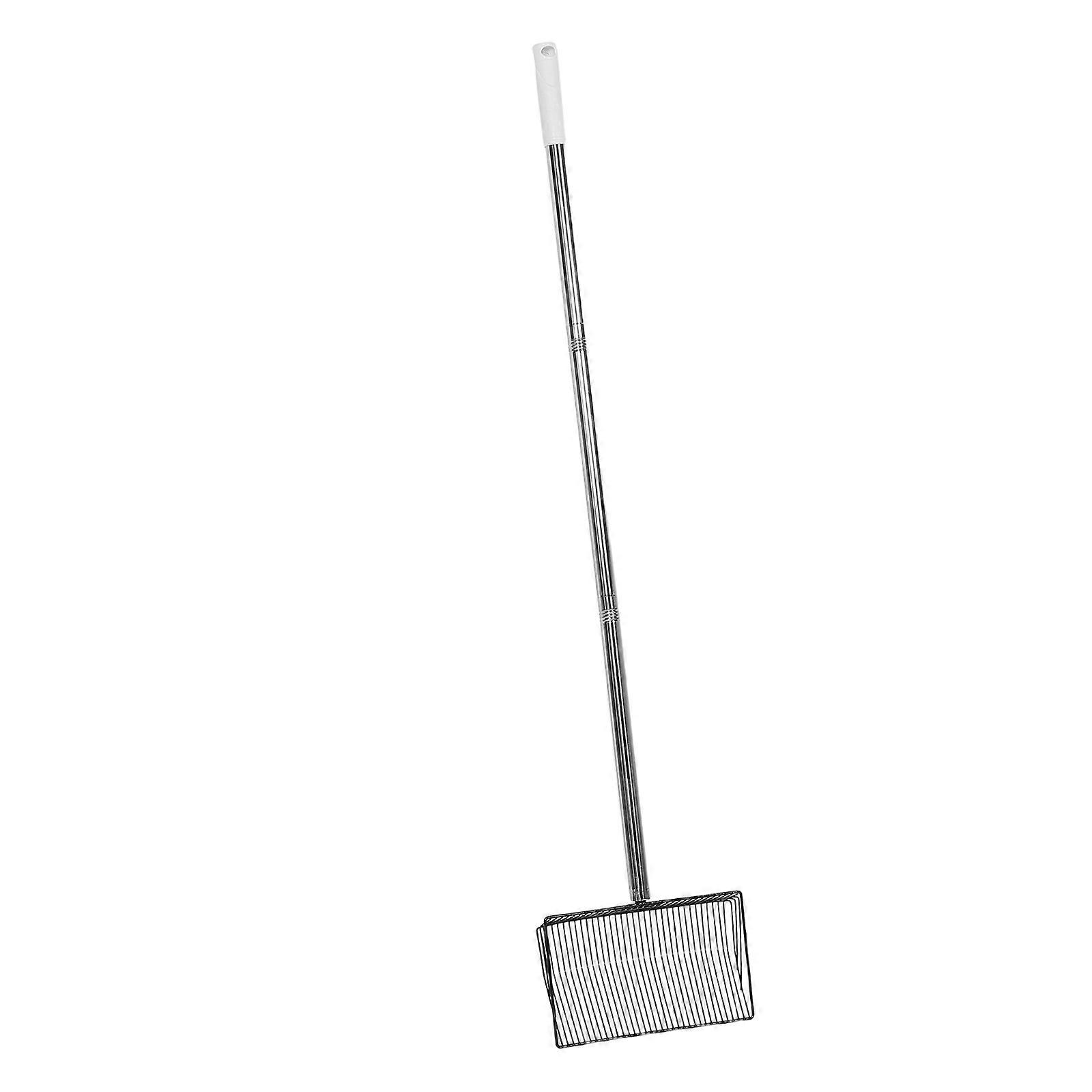 Silver Scooper for Efficient Waste Cleaning with Long Handle