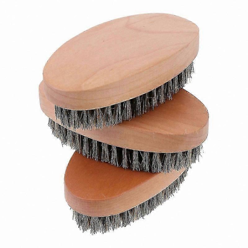 3-Pack Men's Beard Brushes with Wooden Handle