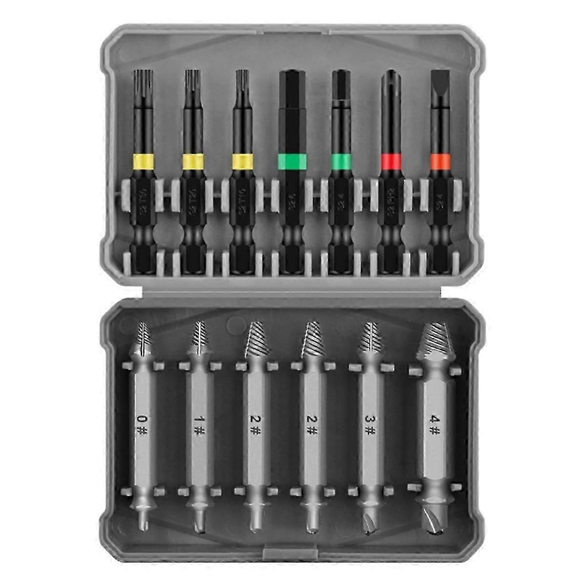 13Pcs Broken Wire Extractor Multifunctional Screw Extractor Take Broken Wire Word Plum Hexagon Screwdriver Head.