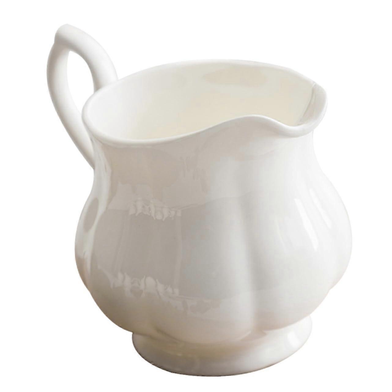 Ceramic Creamer Pitcher with Drip Pouring and Comfortable Handle for Coffee and Espresso