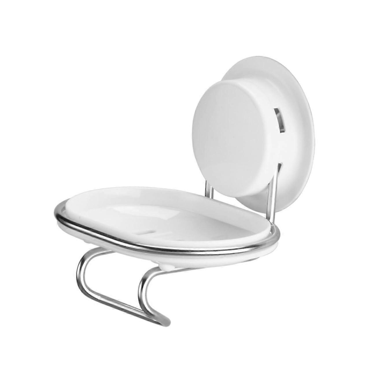 Stainless Steel Suction Cup Soap Dish Holder Rustproof Wall Mount for Bathroom and Kitchen