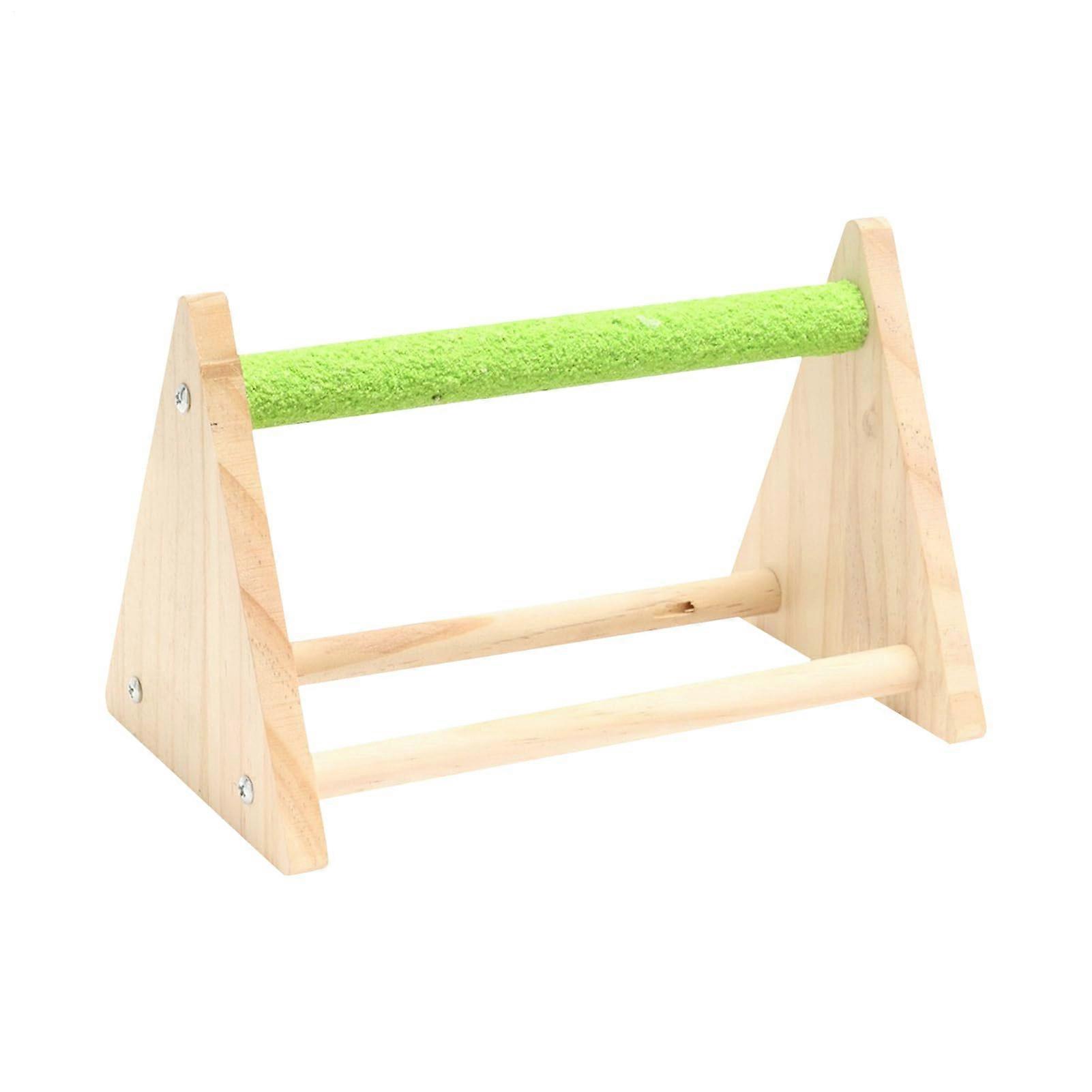 Bird Perch Wooden Parrot Stand with Stable Triangular Frame for Indoor Outdoor Cage Training