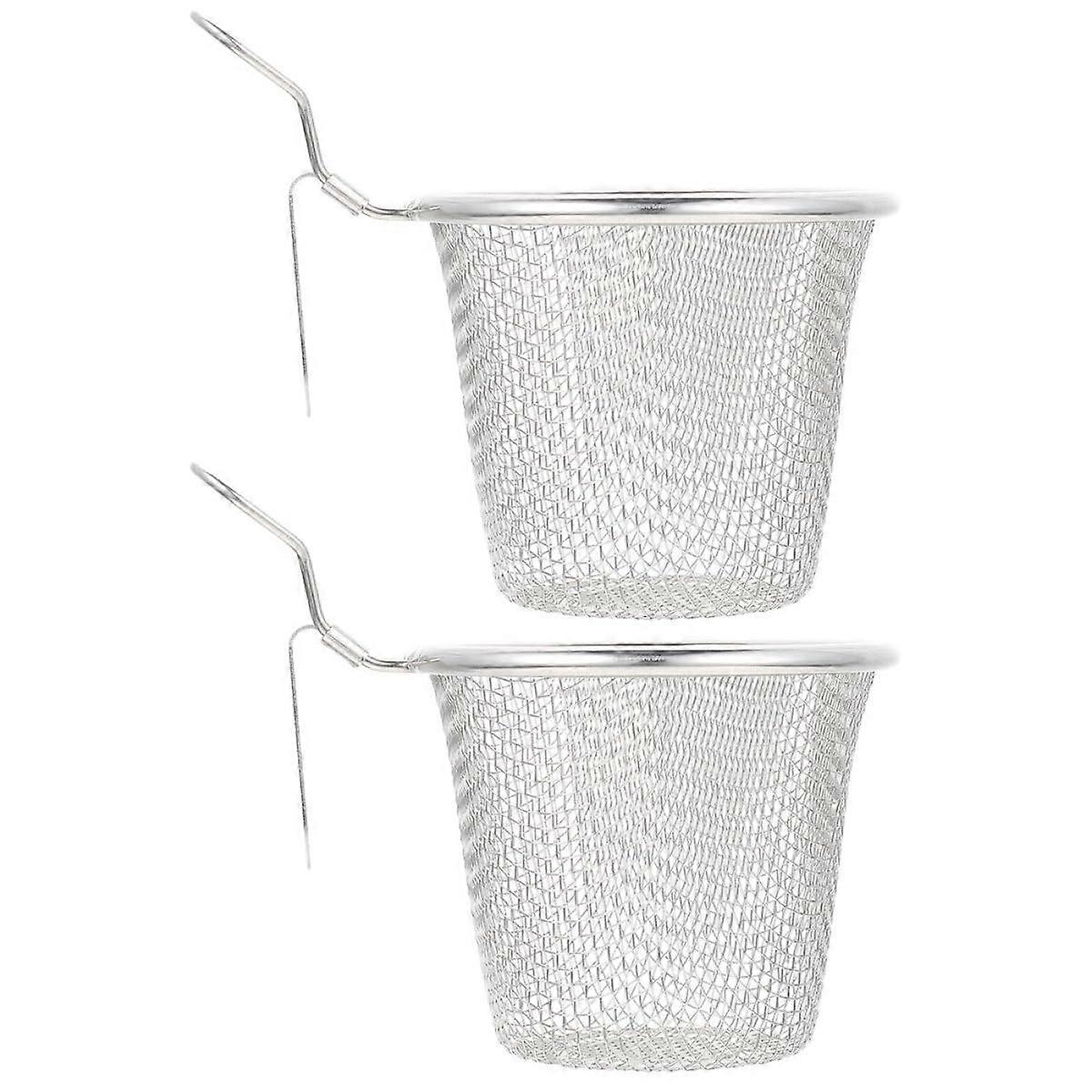 2Pcs Stainless Steel Colander Mesh Strainer Basket 304 RustResistant for Pasta Hot Pot Cooking Ref:9727