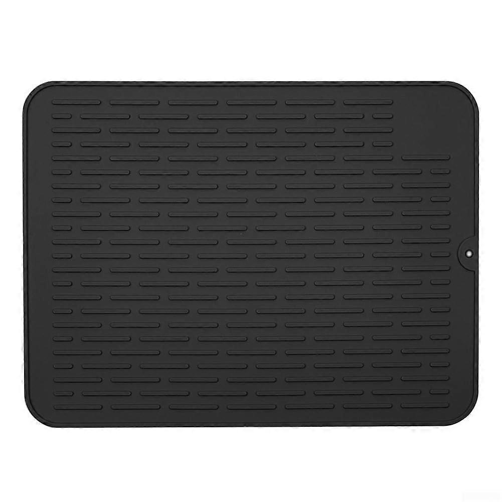 Silicone Dish Drying Mat Heat Resistant NonSlip for Kitchen Counter Fast Drying Large Black