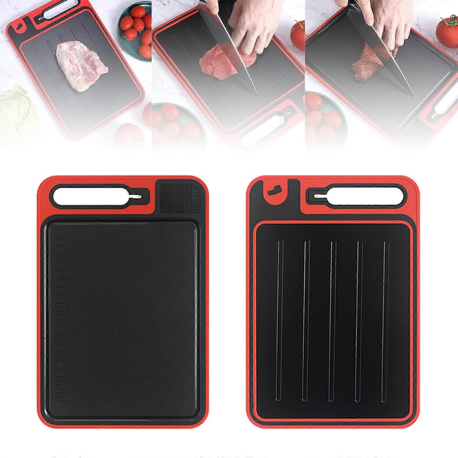 4in1 Meat Thawing Board with Cutting Surface, DoubleSided Fast Defrosting Tray and Sharpener