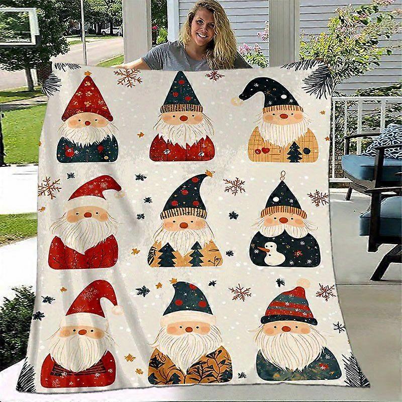 Festive Gnome Christmas Blanket  Soft Flannel