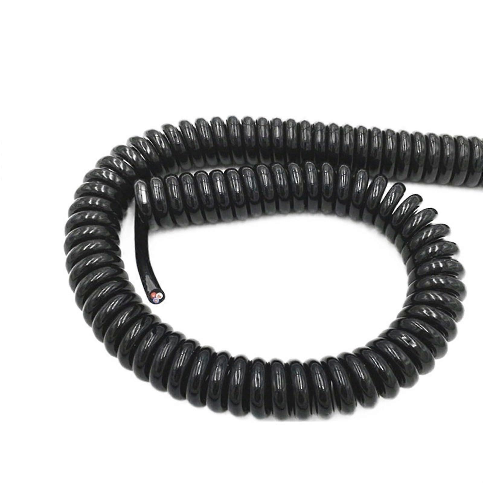 2 Core 24 AWG Coiled Power Cable PU Spiral Cord, Flexible Extendable Polyurethane Wire, AbrasionResistant